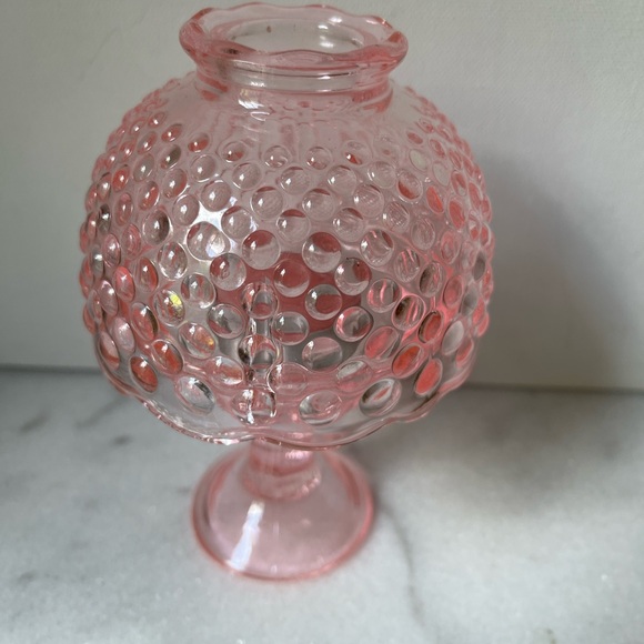 Vintage pink fairy lamp hobnail design candle holder 5.5” - Picture 2 of 12